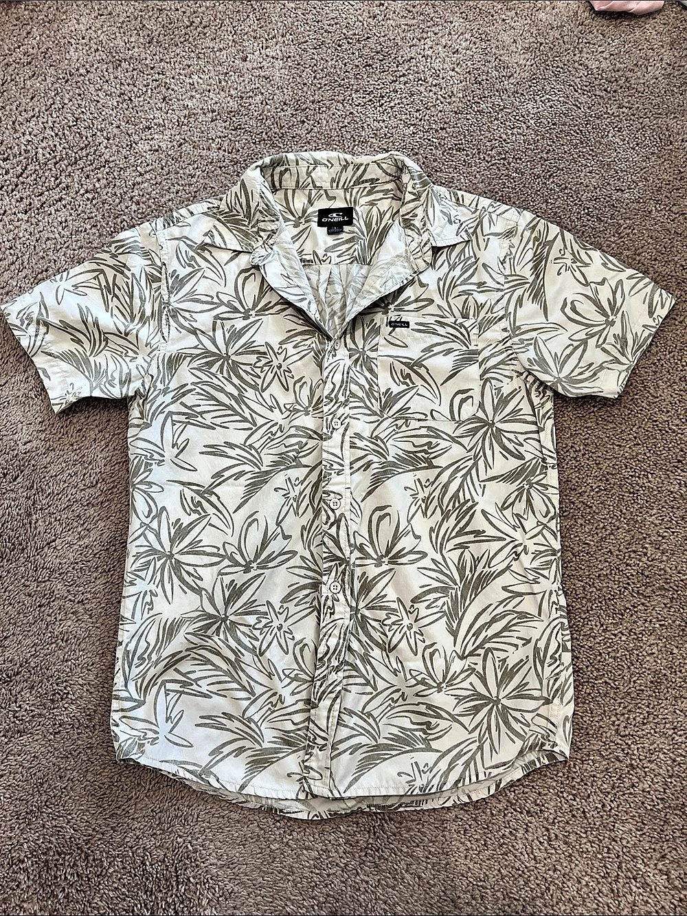 O'Neill Floral Button Down Shirt in tan Size Small